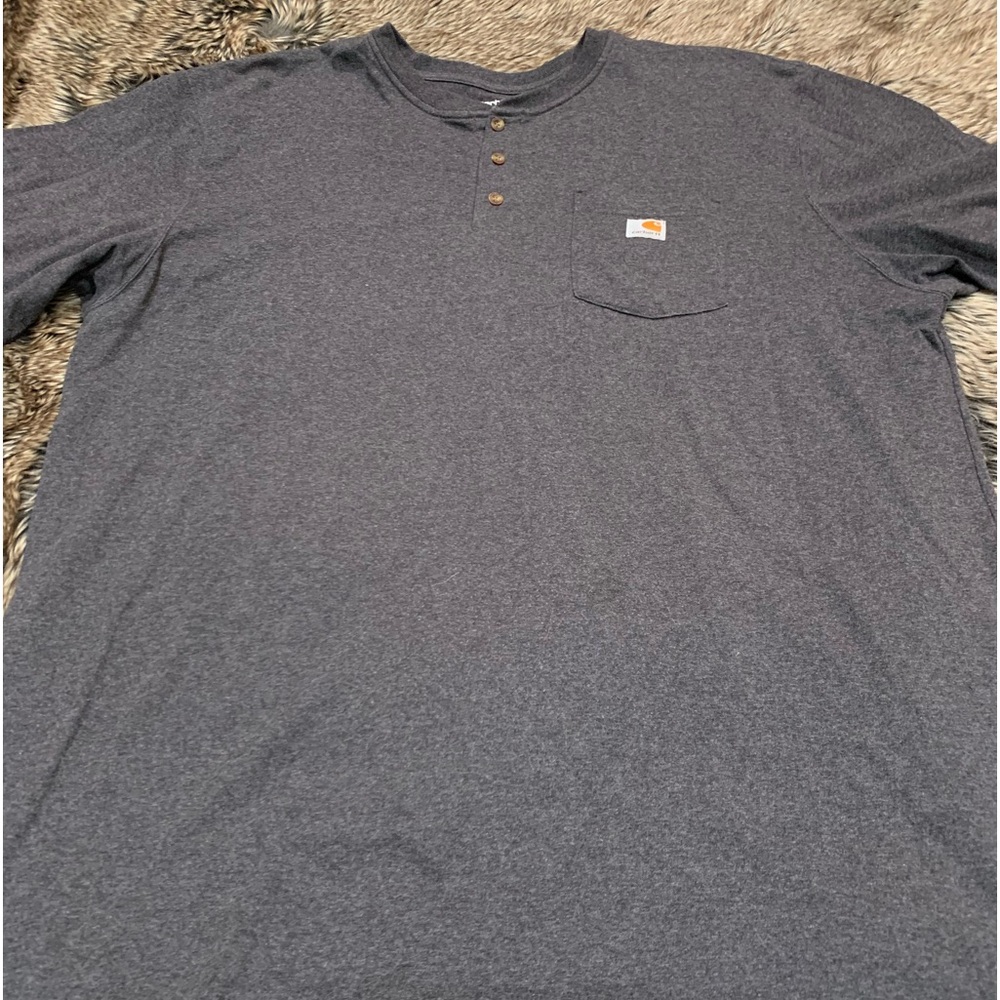 Carhartt Men's Workwear Pocket Henley Shirt Color Carbon Heather 2LX Tall Loose